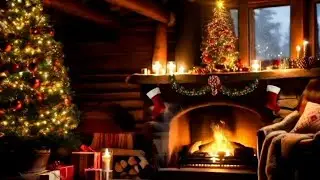 Cozy Christmas fireplace.  Relaxing and comforting blizzard and fireplace sounds