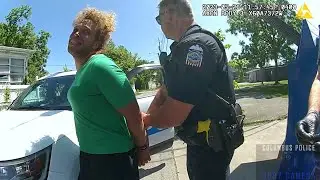A call about a man dressed like a woman masturbating in public.