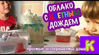Облако с цветным дождем! Простые эксперименты для детей дома!