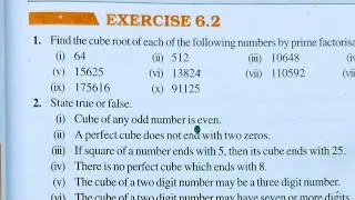 Class 8th maths l Exercise 6.2 l Chapter 6 l NCERT l Cube and cubes roots l Cbse board l One shot