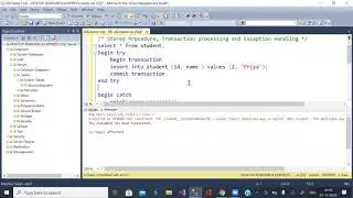 Stored Procecure, Transaction processing, Exception handling   SQL Server