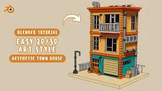 Create Aesthetic Town House in Blender 🏘️ | Grease Pencil & Toon Shader ✏️ | With Voice 💫