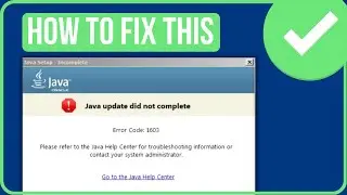 JAVA ERROR CODE 1603 FIX (2024) | How to Fix Java Install Did Not Complete Error Code 1603