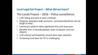Local Policy Surveillance Challenges and Opportunities Webinar (March 12, 2019)