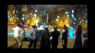 BALLOON BLAST with cake cuting | गुब्बारा विस्फोट प्रविष्टि | NEW COUPLE  idea with balloon shot
