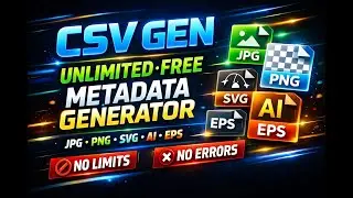 CSV GEN Unlimited FREE Metadata Generator | JPG PNG SVG AI EPS | No Limits No Errors 