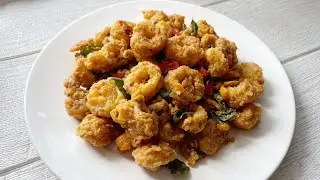 Salted Egg Squid Recipe | Fried squid with salted egg | Resepi Sotong Masak Telur Masin