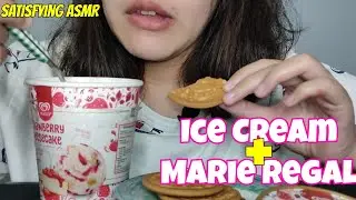 ASMR KULINER MAKAN ES KRIM DITAMBAH BISKUIT MARIE REGAL