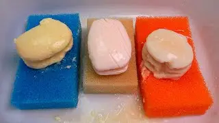 ASMR Mushy Soap and Sponge ☕Satisfying Sponge Squeezing