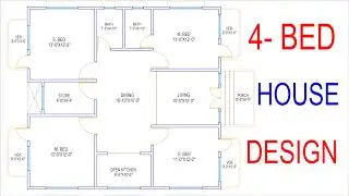 HOUSE PLAN DESIGN | EP 318 | 1200 SQUARE FEET 4 BEDROOMS HOUSE PLAN | LAYOUT PLAN