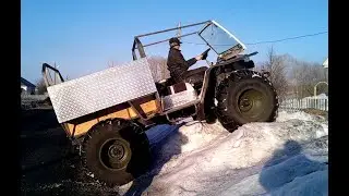 ''Вездеход'' своими руками  или как УРАЛовские ободрыши ведут себя на снегу.