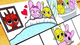 Drawing Cute Story (Love Couples ❤❤) Pinki & Simon Sprunki - Happy Ending | INCREDIBOX SPRUNKI