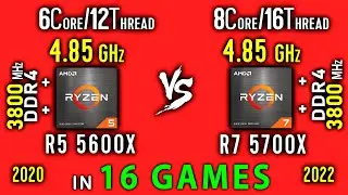 Ryzen 5 5600x OC vs Ryzen 7 5700x OC Test in 16 Games or R5 5600X vs R7 5800x