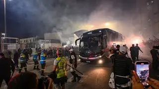 Semifinal da Libertadores: Chegada do Botafogo ao Nilton Santos que venceu o Peñarol por 5 a 0