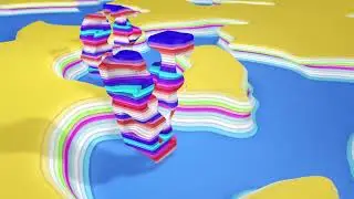 Абстрактные многослойные буквы (V и O) с использование вокселей (Volume Builder)