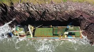 MV Alta Shipwreck Ireland Ballycotton co. Cork aerial 4K video