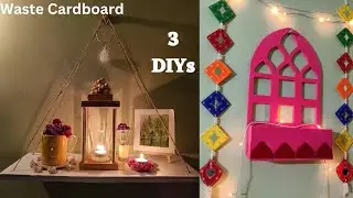DIY Home Decor From Waste Cardboard - Hanging Shelf, Wall hanging & Photo Frame l