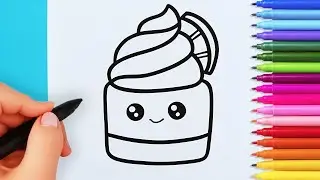 How to draw cute cake easy | Drawing and coloring kawaii cake