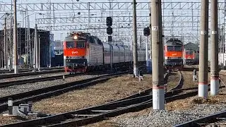 ЧС7-318 с поездом 382 Москва-Грозный станция Перово депо Москва-сортировочная