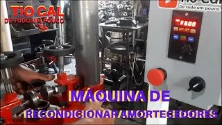 MÁQUINA DE RECONDICIONAR AMORTECEDORES. Demonstrando como é o recravamento de repuxo.