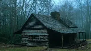 Real Rain and Thunderstorms in a Wooden House in the Misty Forest - Rain Noise to Sleep