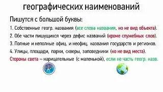 Правописание географических наименований (6 класс, видеоурок-презентация)
