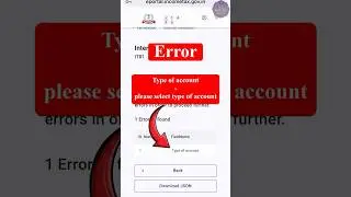 Type of account - please select type of account | Error Type of account | Error in ITR | ITR Error