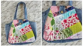 Reciclaje de Telas: Bolsos con retazos de jeans y tela estampada