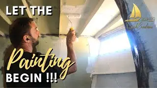 Sailing QC #95 |  Let the Painting BEGIN!!!  The Interior White | Steel Sailboat Restoration