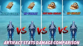 C0 Neuvillette artifact comparison | Hydro Goblet vs HP Goblet vs Crit DMG Circlet vs HP Circlet