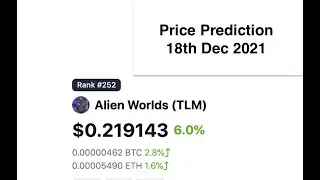 Alien Worlds (TLM) Metaverse coin. Crypto life live price prediction daily.  December 18th 2021.