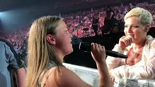 Victoria Anthony Singing to Pink at Rogers Arena Vancouver 