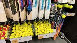 Cricket Bat and balls at decathlon store