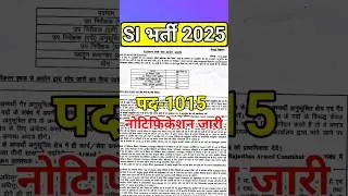 Rajasthan Police SI New Vacancy 2025 || Sub Inspector vacancy 2025 | police bharti | new govt job