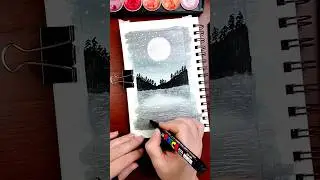 Moonlit hike. ✨️ #justforfun #dailyart #dailydoodle #metallic #watercolor #posca #satisfyingart #art