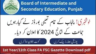11th Class Result Gazette 2024 Punjab Board Download pdf | FA FSC 1st Year Gazette pdf Link