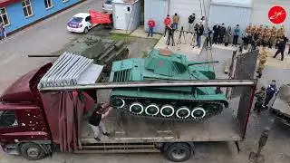 Скрепная встреча на россии украденного в Мелитополе древнего танка Т-70.