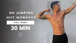 30 MIN NO JUMPING HIIT Workout - No Equipment - No Repeats Home Workout - Full Body Low Impact