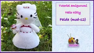 Tutorial amigurumi Hello Kitty novia - Falda (mod-12)