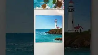 Lighthouse painting/acrylic painting for beginners/seascape painting