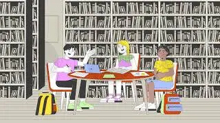 Elementary kids group assignment cartoon animation