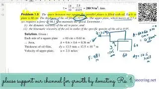 FLUID MECHANICS || R.K BANSAL|| CHAPTER 1 || Properties of Fluids || Example 1.9