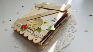 DECORACIÓN DE MINI ÁLBUM SCRAPBOOK SÚPER SENCILLO ♥️ CON PALITOS DE MADERA