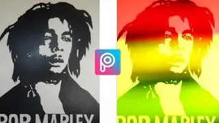 PicsArt tutorial - edit face flag raggae on face Bob Marley