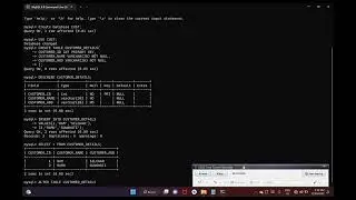 MYSQL program to create table, drop cust. name, insert cust. salary, change data type.