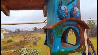 Хаски Хати  и хлеб синичкам / Husky hati and bread for birds