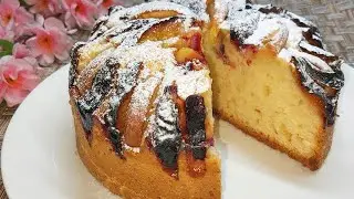 Пышный, Нежный ,Тает во рту! Быстрый ПИРОГ СО СЛИВАМИ на сметане. Выпечка к чаю Сливовый пирог