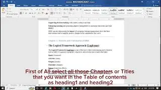 How To create Table of contents in MS word