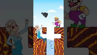 Please help , Save Mermaid Elsa from Bad Wario !! #shorts #tiktok #viral #fairytales