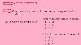 11: Python Program to Interchange Diagonals of a Matrix(Hindi)